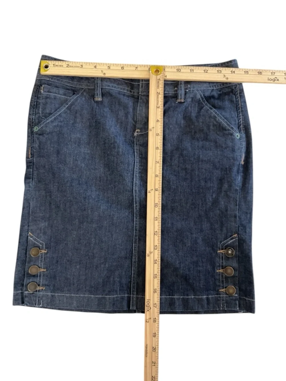 Converse One Star Denim Mini Skirt Size 4 Y2K Button Detail - Picture 7 of 7